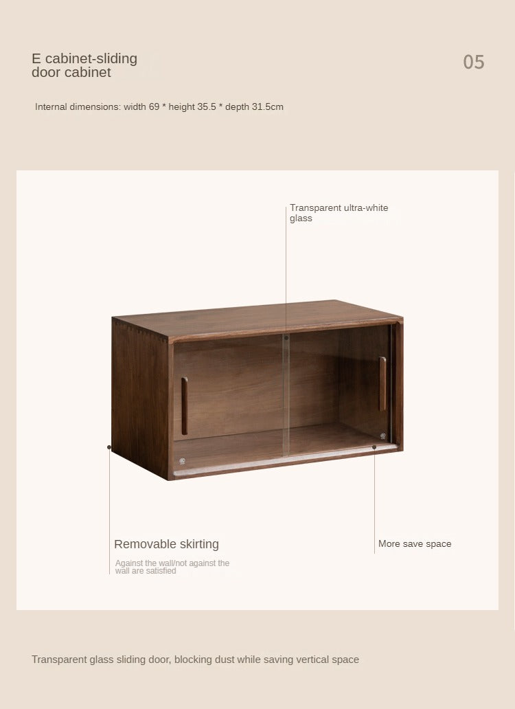 Black Walnut Solid Wood Free Combination Multifunctional Bookcase.