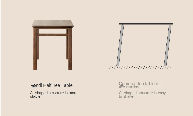 Black Walnut, Ash Solid Wood Style Tea Table.