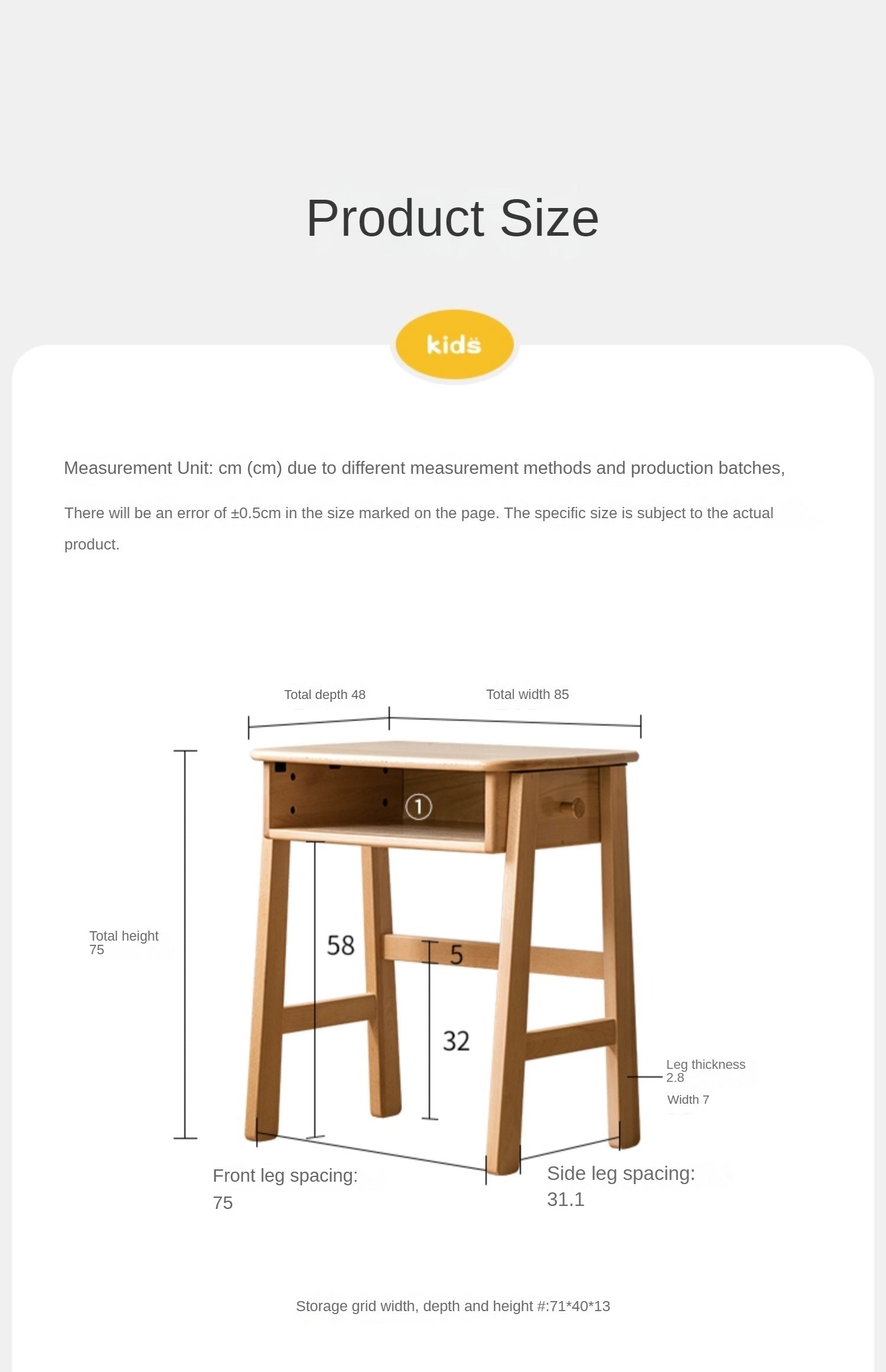 Beech Solid Wood Children's Small Desk