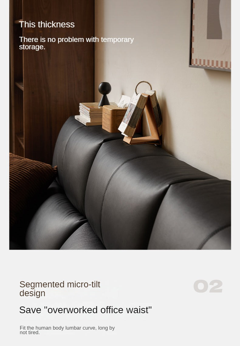 Leather Sofa First Layer Yellow Cowhide Tofu Block Leather Sofa.