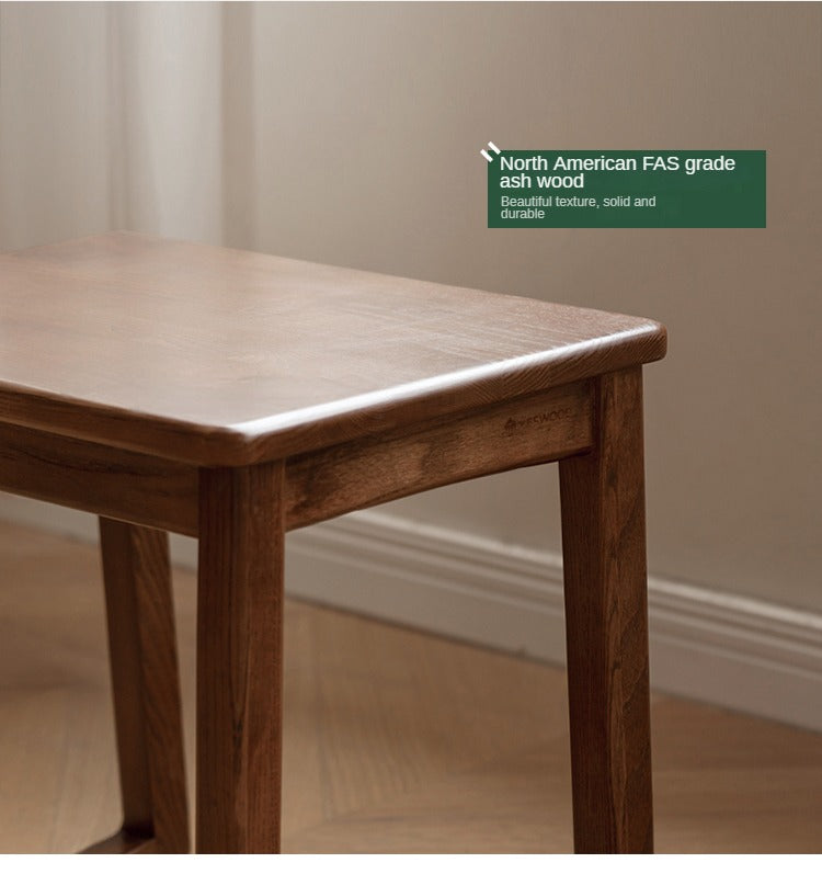 Ash Solid Wood Modern White Wax Wood Square Stool