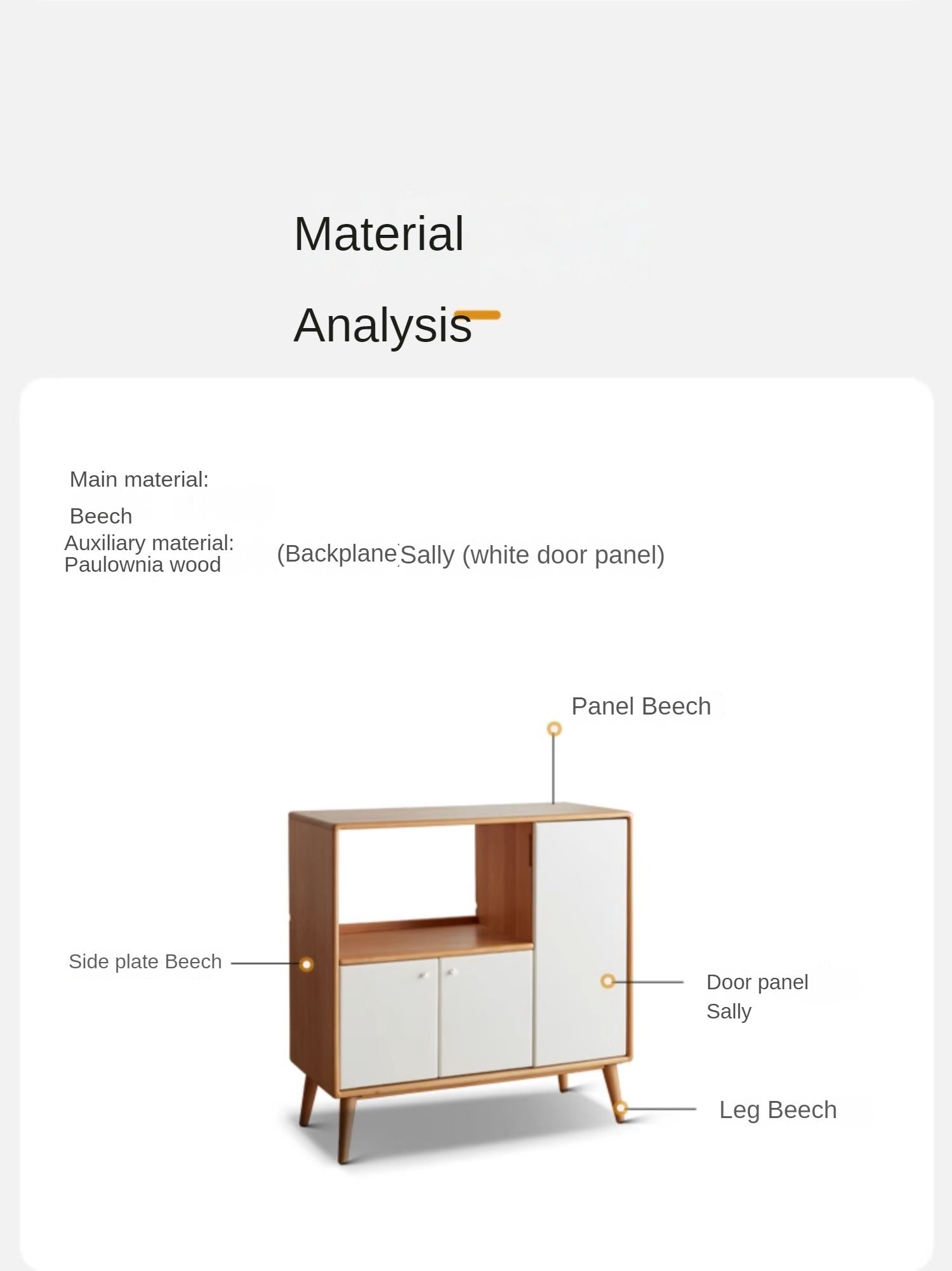 Beech Solid Wood Meal White Storage Cabinet