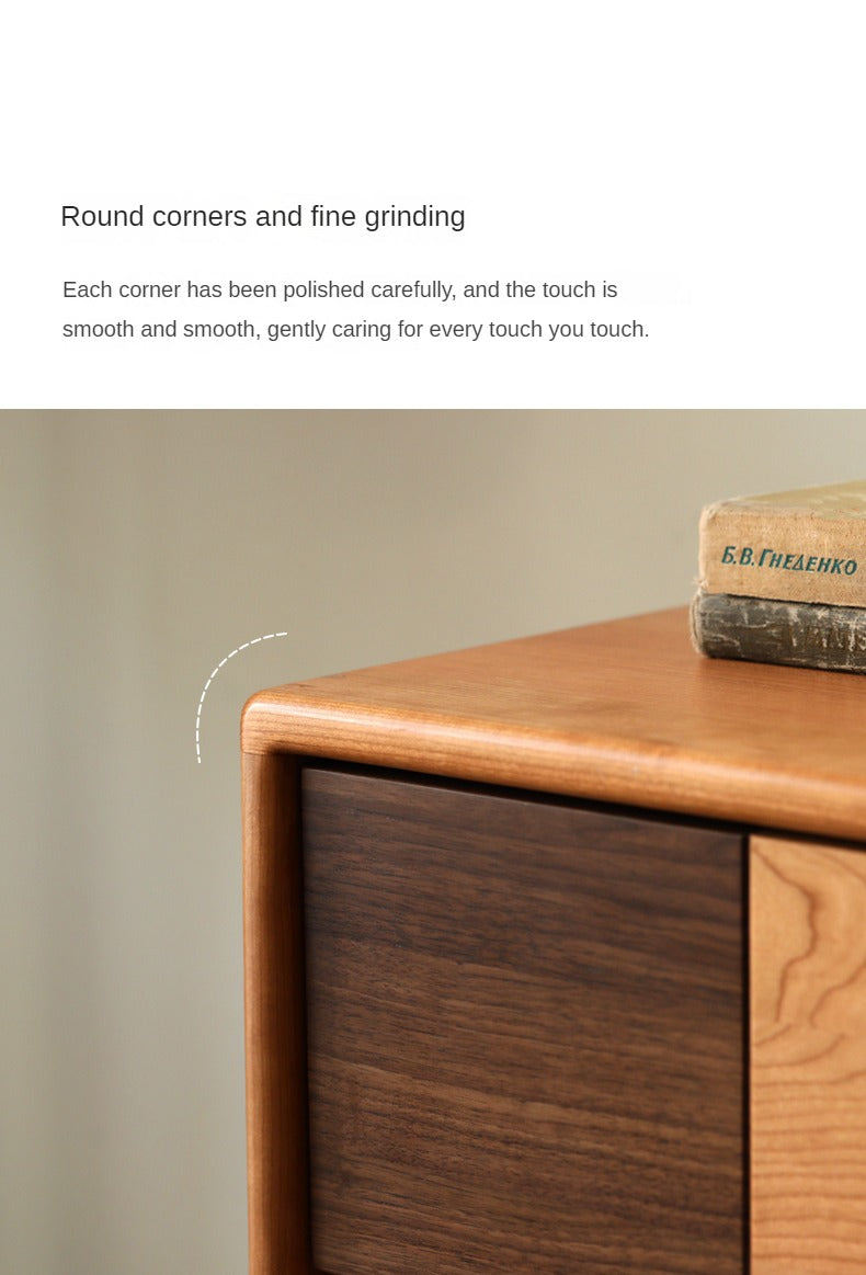 Cherry Solid Wood Retro Chest of Drawers Checkerboard