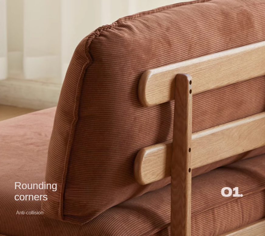 Oak Solid Wood Fabric Sofa.