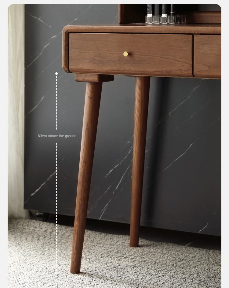 Ash Solid Wood Walnut Color Dressing Table.