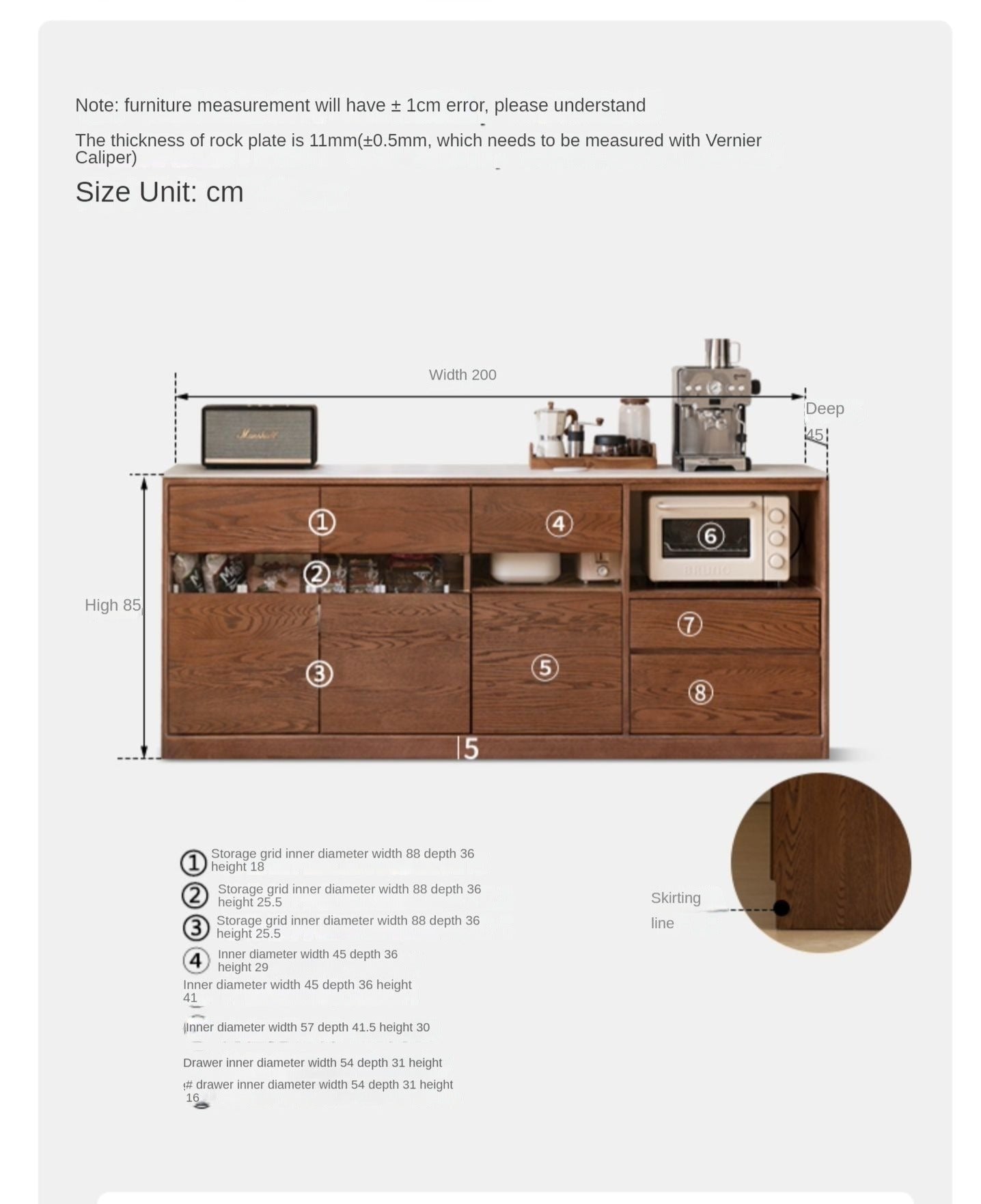 Black Walnut, Ash Solid Wood Rock Plate Storage Cabinet, Sideboard