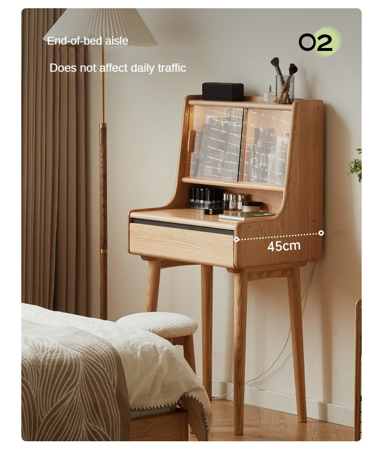 Oak Solid Wood Dressing Table Shelf Integrated.
