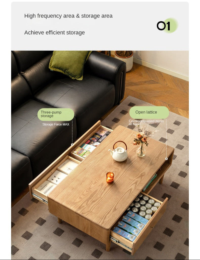 Ash Solid Wood Modern Rock Plate Coffee Table