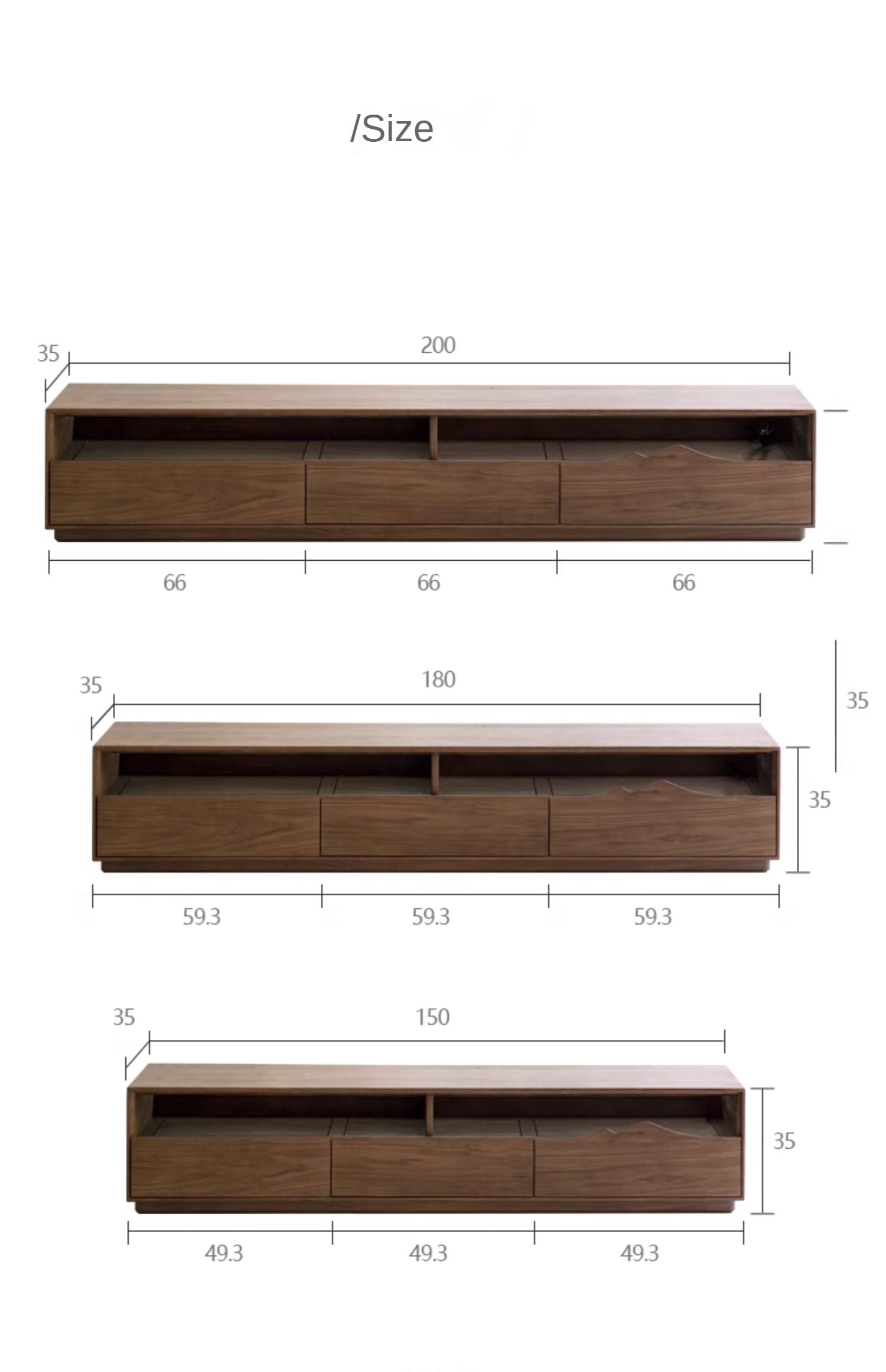Black Walnut, Ash Solid Wood Large Capacity Floor TV Table