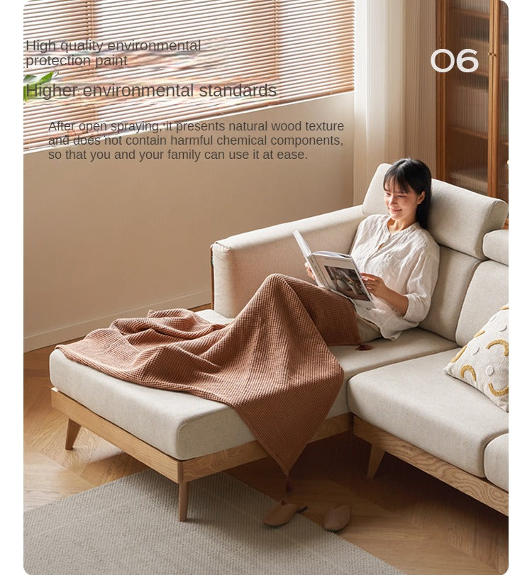 Ash Solid Wood Fabric Sofa.