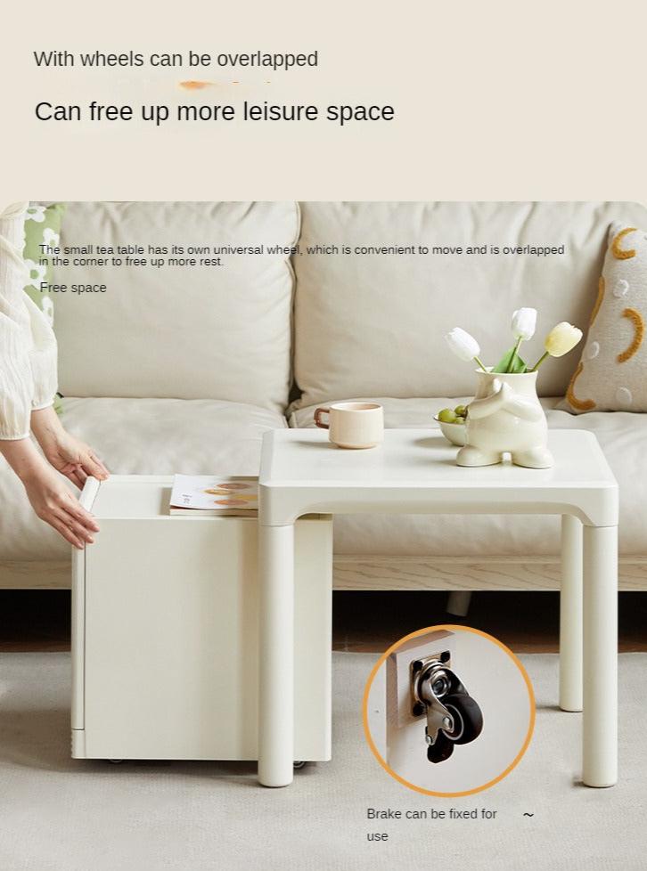 Pine Solid Wood Modern Mobile Coffee Table Storage Cabinet