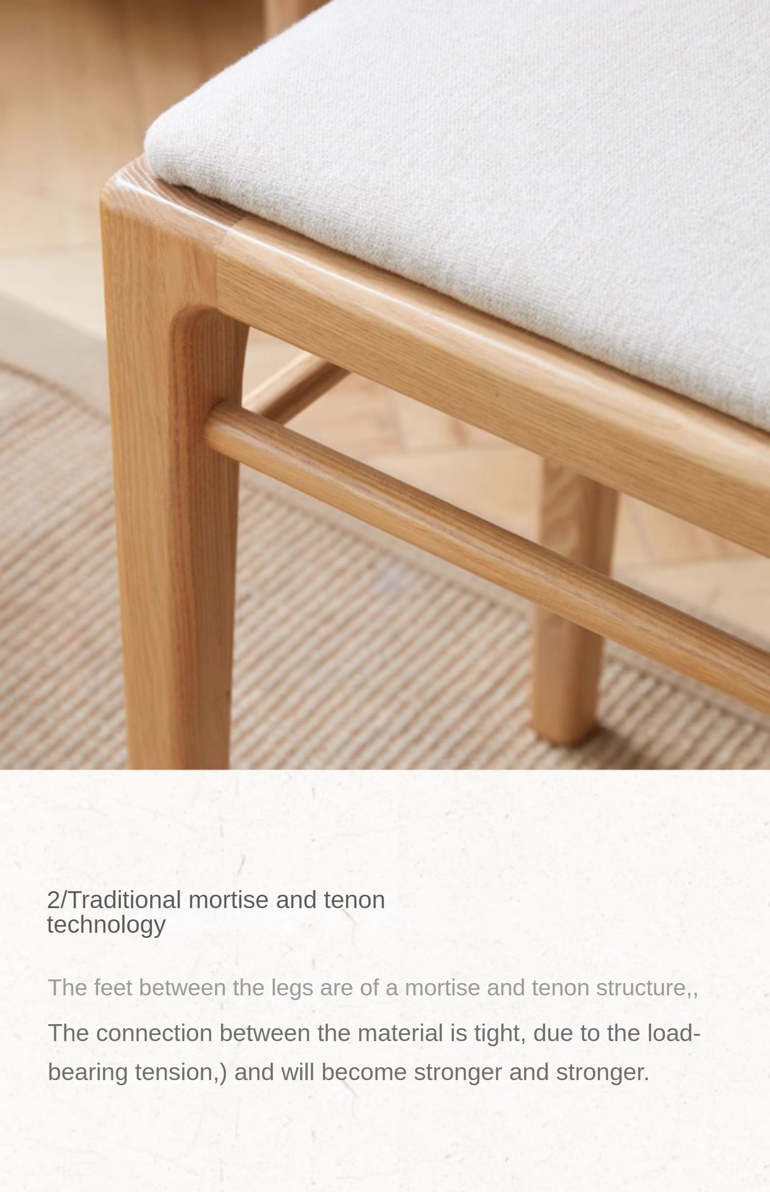 Ash Solid Wood Nordic Soft Makeup Stool