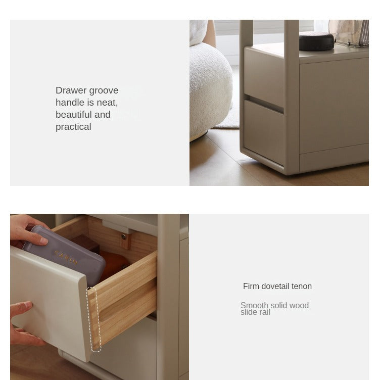 Poplar Solid Wood Side Table With Rock Slab Top