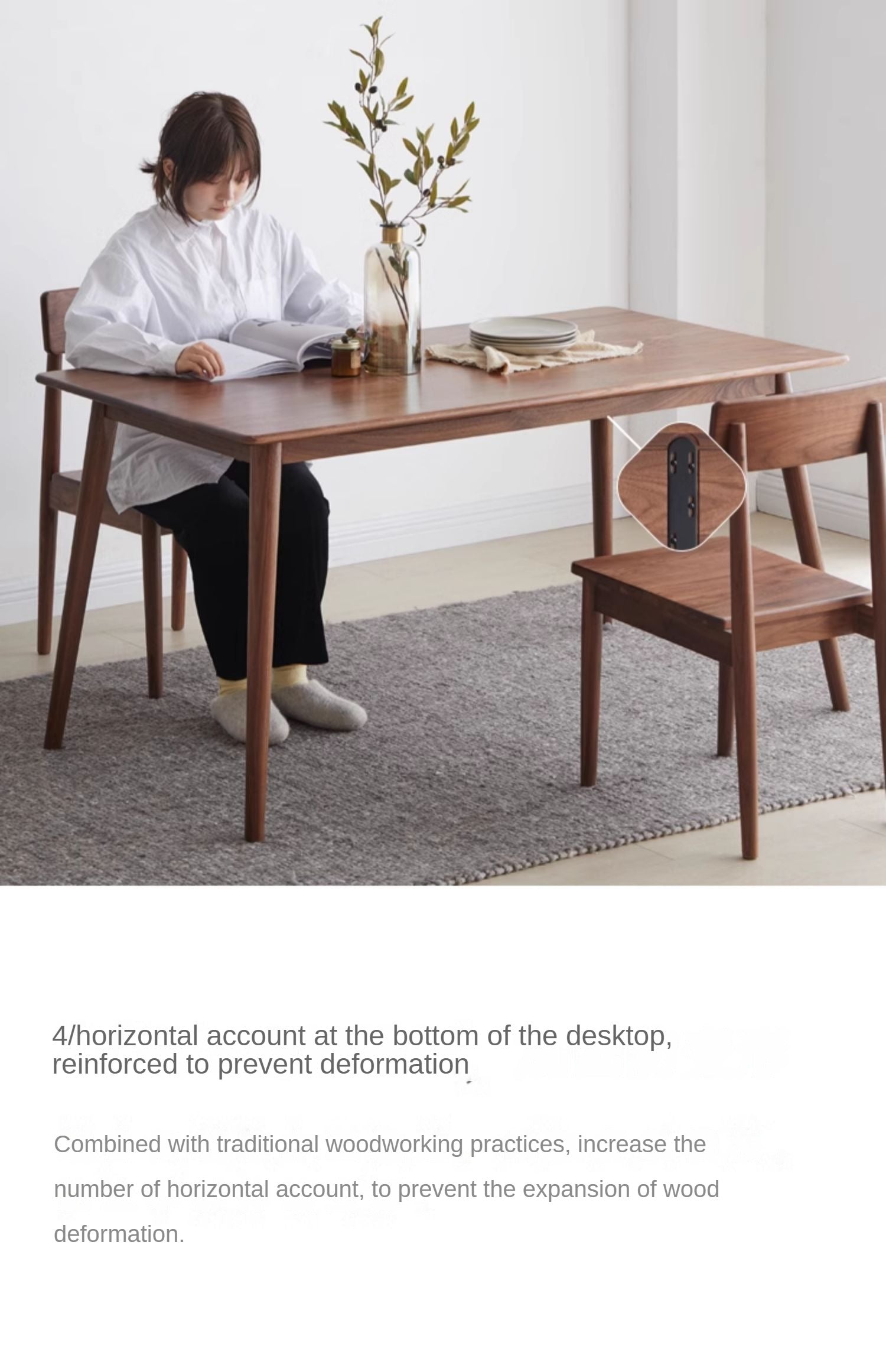 Black Walnut Solid Wood Rectangular Dining Table