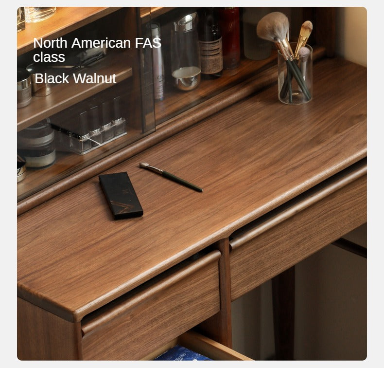 Black Walnut Solid Wood Light Luxury Dressing Table.