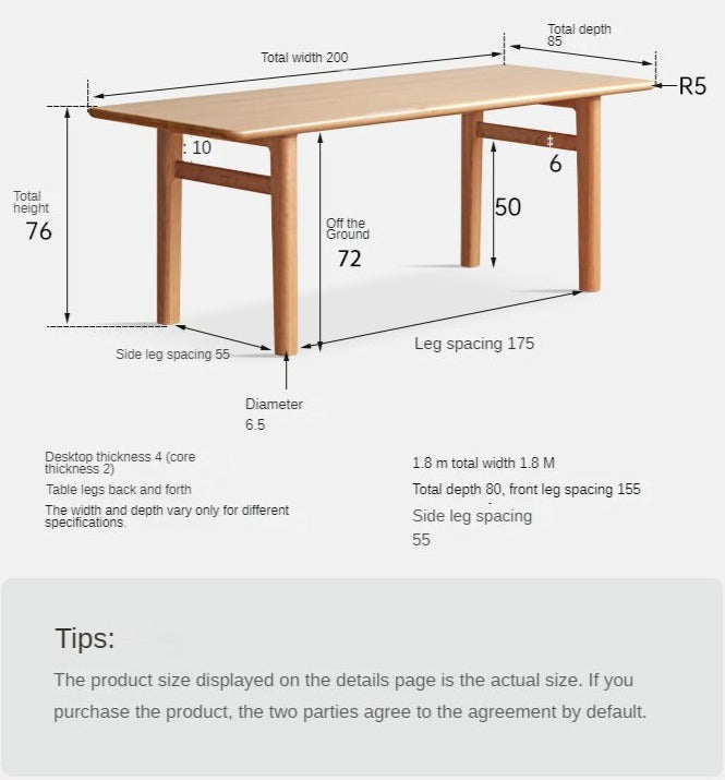 Cherry Solid Wood Office Desk, Large Dining Table