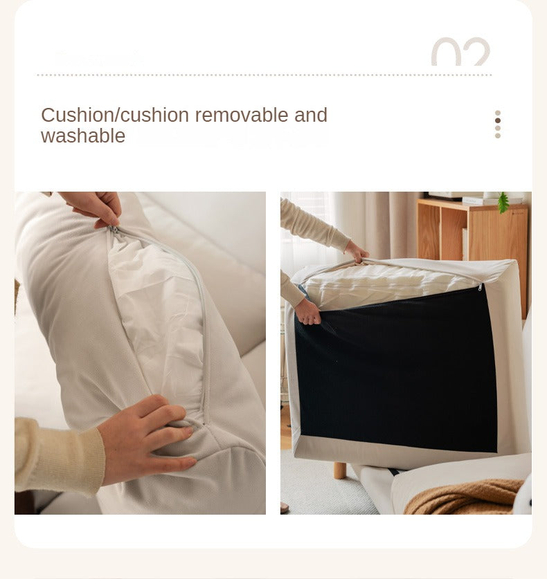 Oak Solid Wood Fabric White Cream Style Cat Scratching Cloth Sofa.