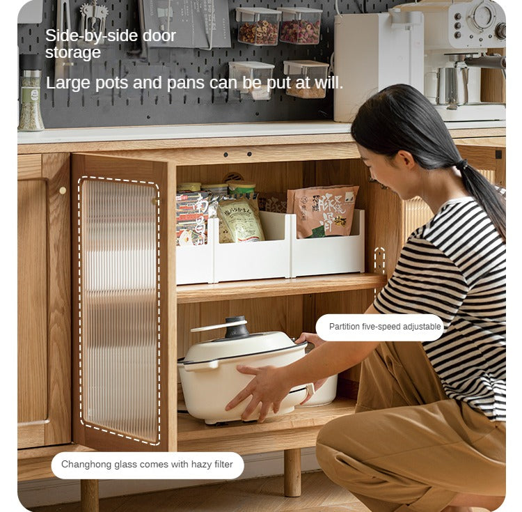 Oak Solid Wood Rock Plate Capacity High Storage Cabinet