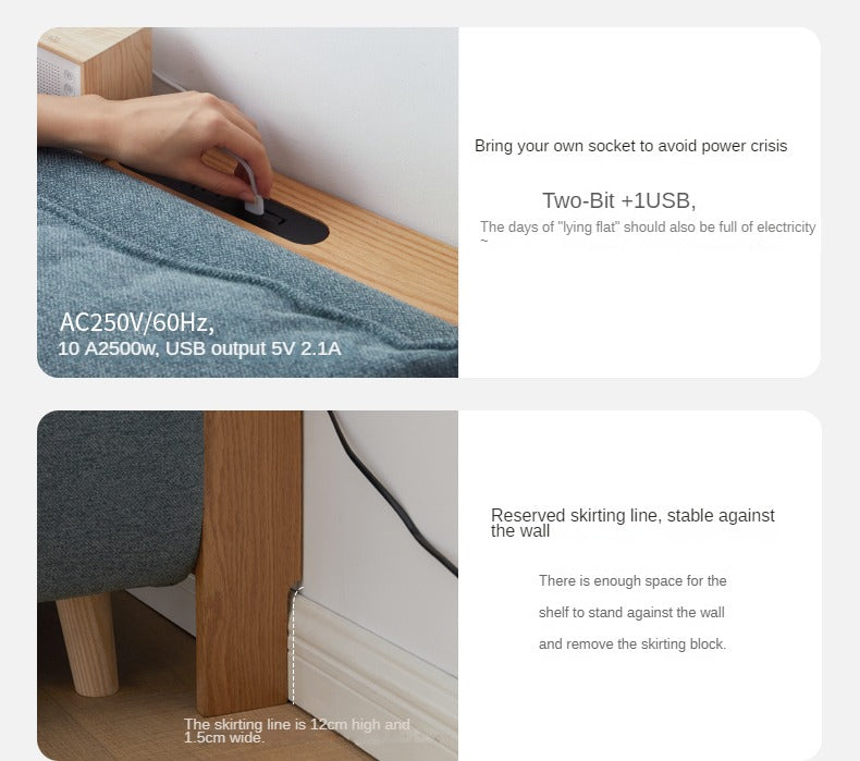 Oak Solid Wood Sofa Rear Storage Modern Wall Shelf