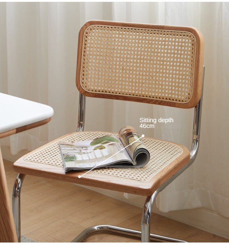 Oak Solid Wood Rattan Suspended Chair Set of 4pcs