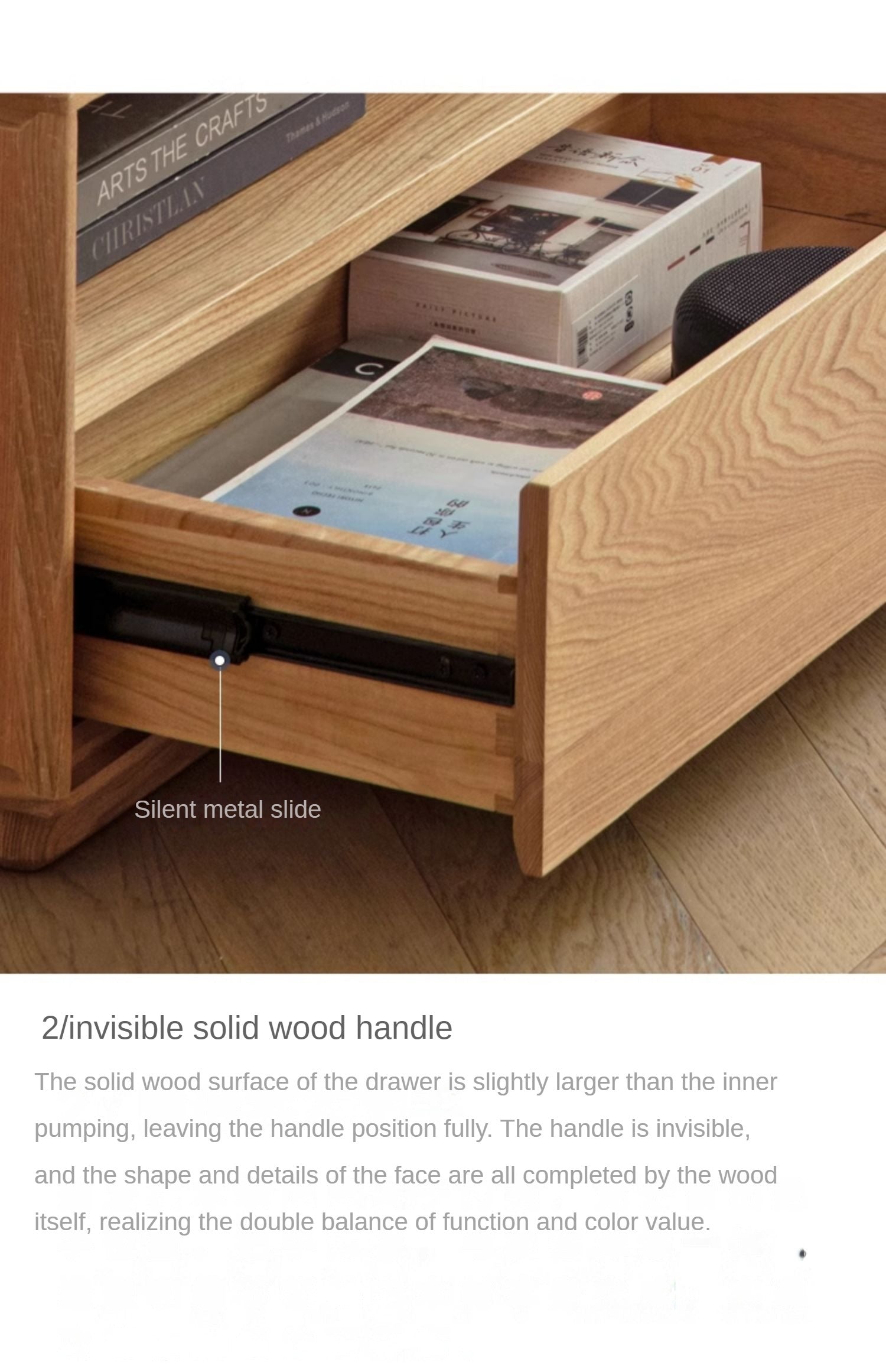 Ash Solid Wood Floor TV Storage Cabinet.