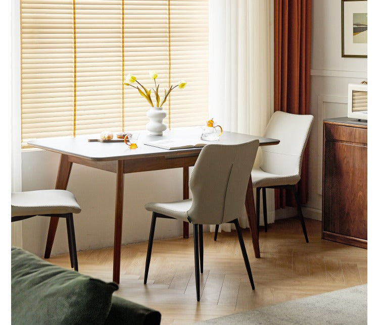 Black Walnut, Ash Solid Wood Telescopic Rock Slab Dining Table