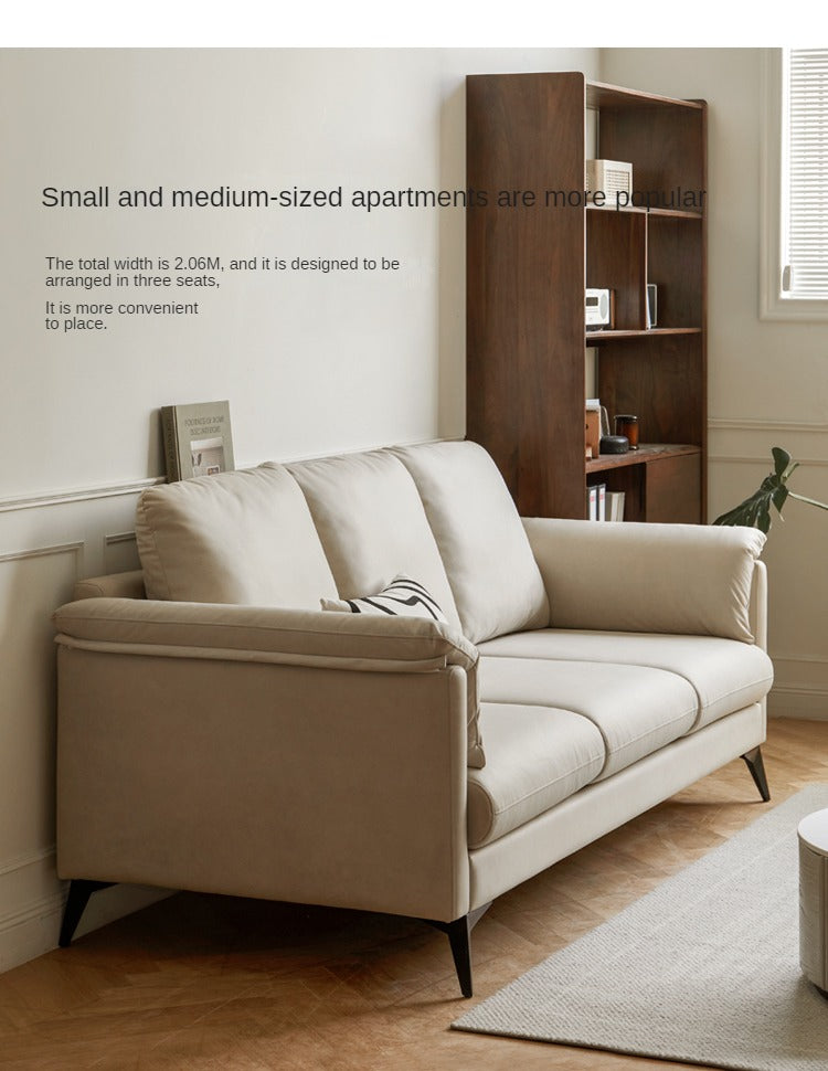 Fabric White Straight Cream Style Modern Sofa.
