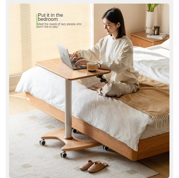Oak, Ash Solid Wood Standing Desk Lifting Movable Side Table