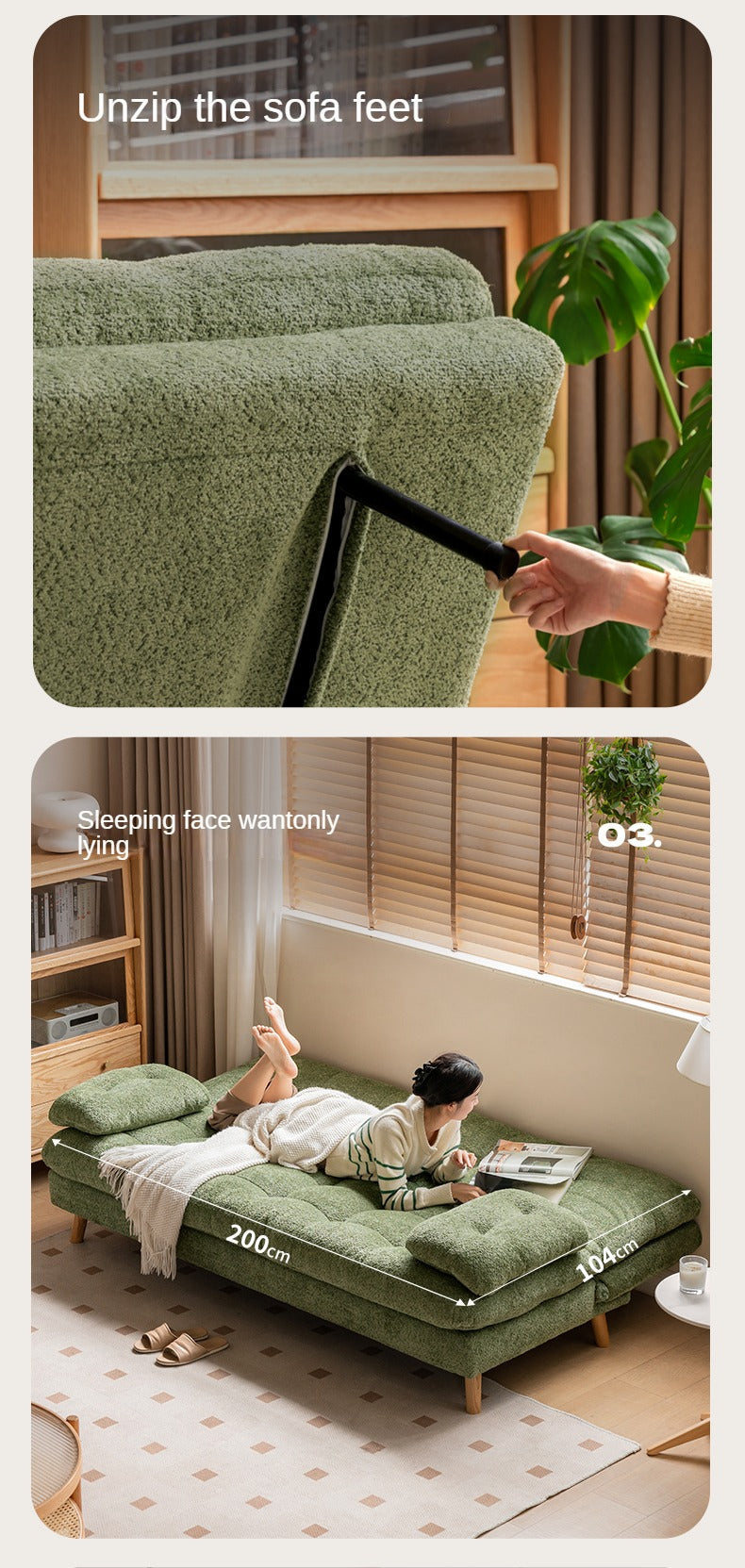 Fabric Sleeper Sofa Modern Simple
