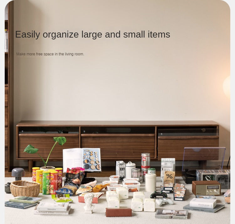 Black Walnut Solid Wood Modern TV Cabinet Locker Integrated.