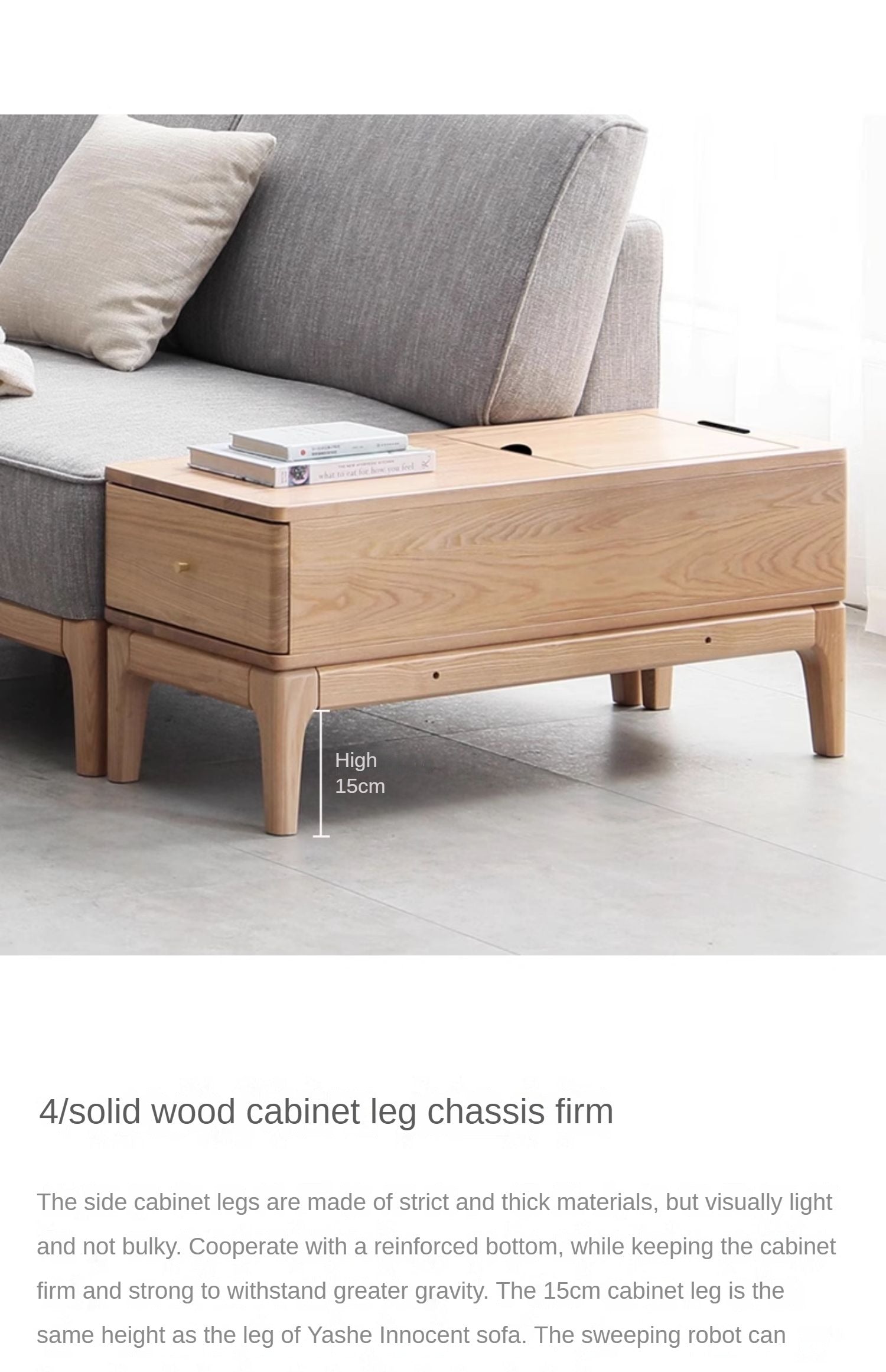 Ash Solid Wood Side Modern Corner Storage Side Table