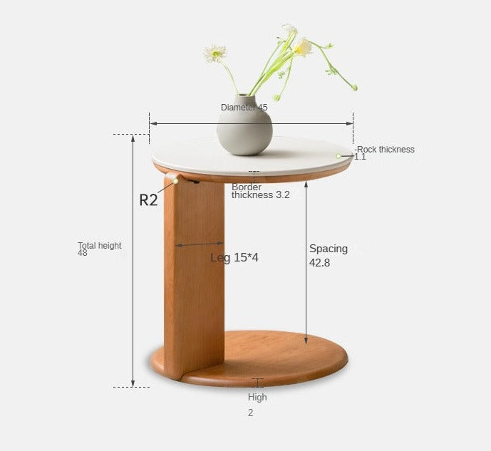Cherry Solid Wood Round Coffee Table, Side Table