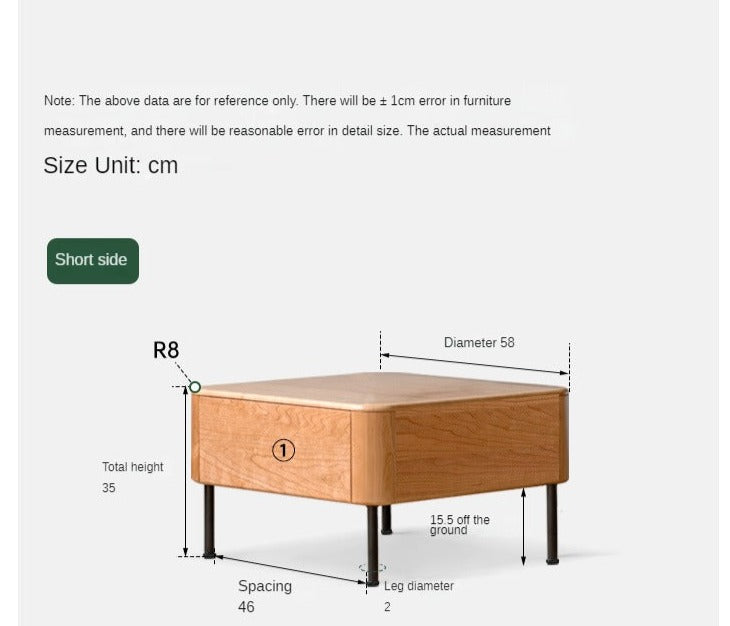 Cherry Solid Wood Combination Coffee Table Mid-Century Style