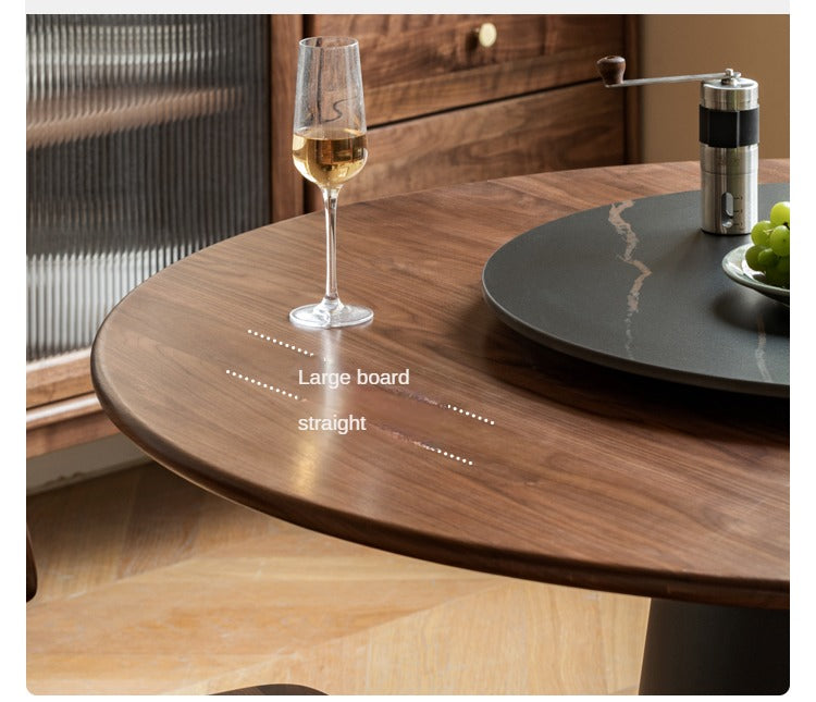 Black Walnut, Oak Solid Wood, Sandalwood Rock Slab Round Dining Table