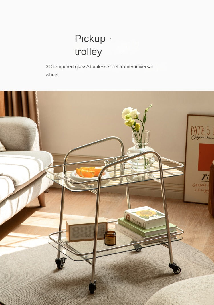 Mobile Storage Rack, Glass Dining Cart