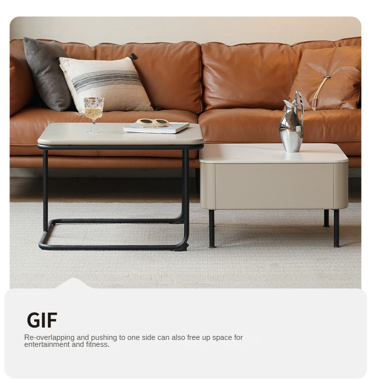 Poplar Solid Wood Modern Light Luxury Rock Board Coffee Table