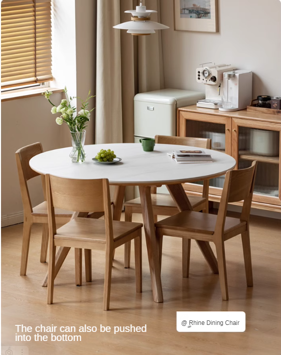 Ash Solid Wood Modern Rock Round Table.