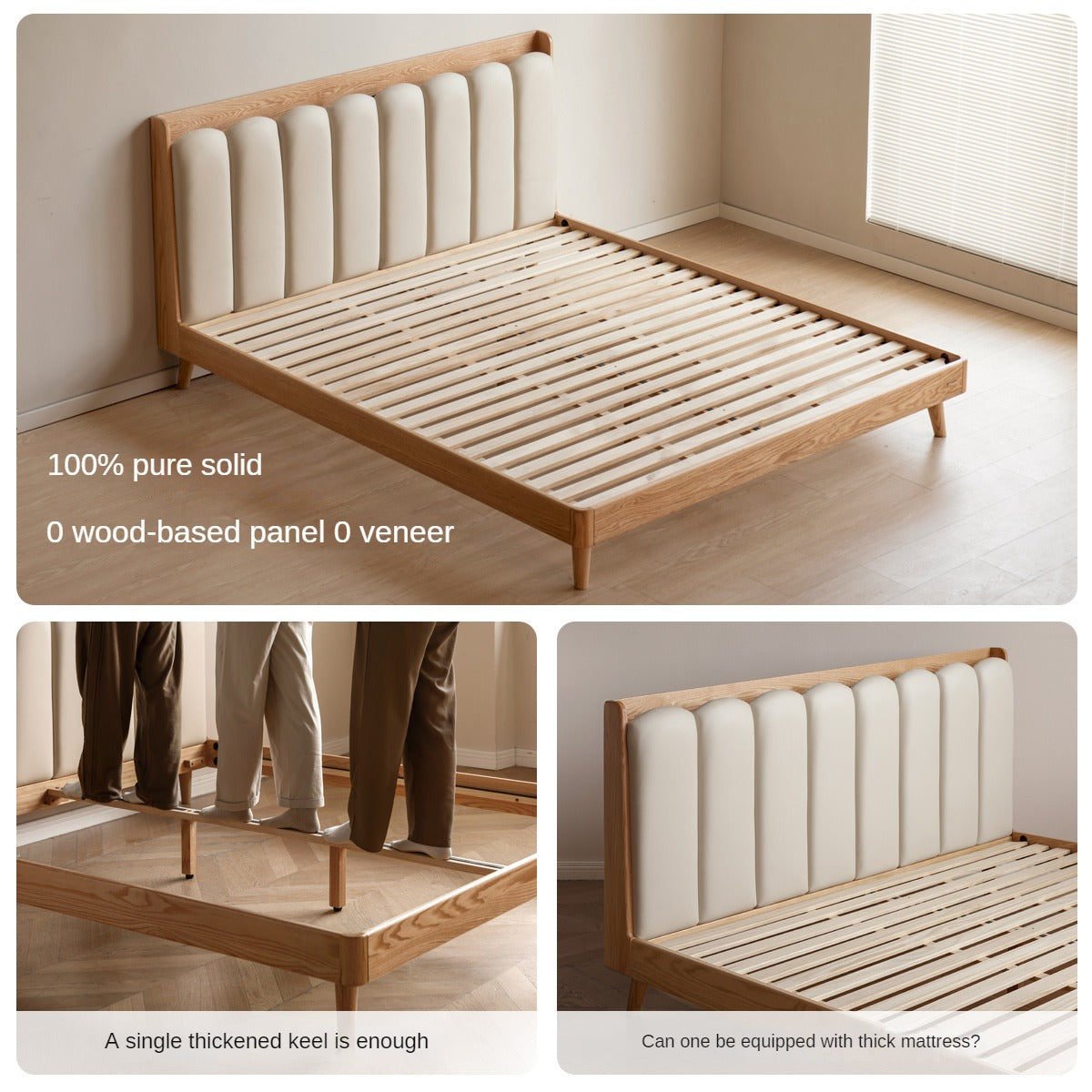 Beech, Oak Solid Wood Soft-Packe, Piano Key Bed