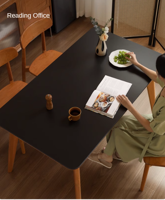 Cherry Solid Wood Retro Rock Plate Long Dining Table.
