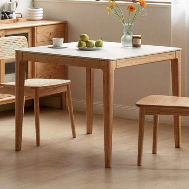 Oak Solid Wood, Solid Rubberwood Square Slate Dining Table