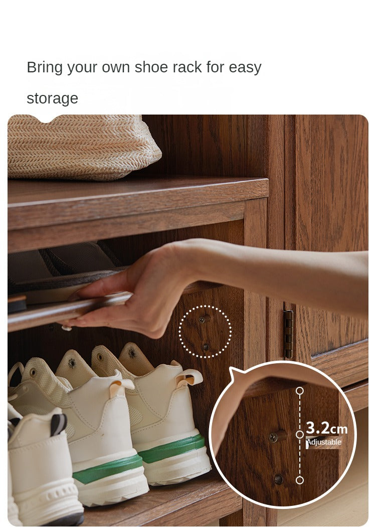 Oak Solid Wood Shoe Stool For Home Entrance