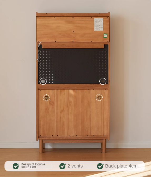 Cherry Solid Wood Rock Board Retro Storage Cabinet