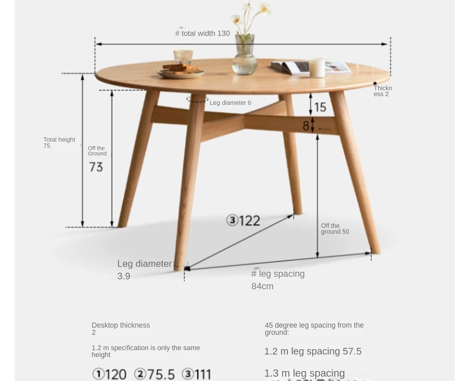 Oak Solid wood round table "