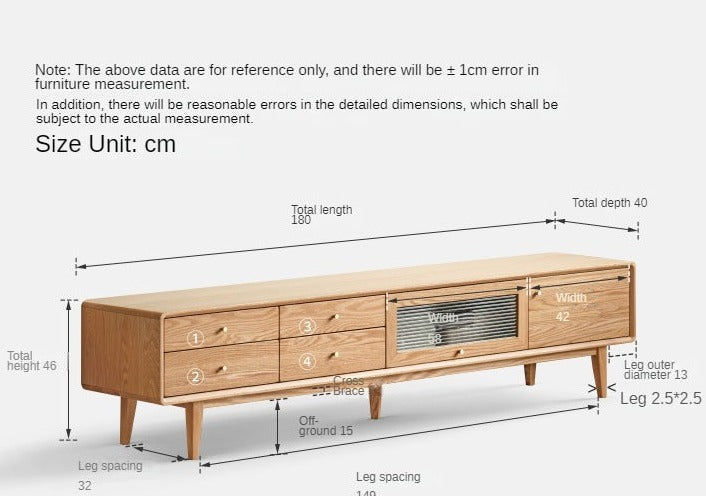Oak Solid Wood Flip Door TV Cabinet.