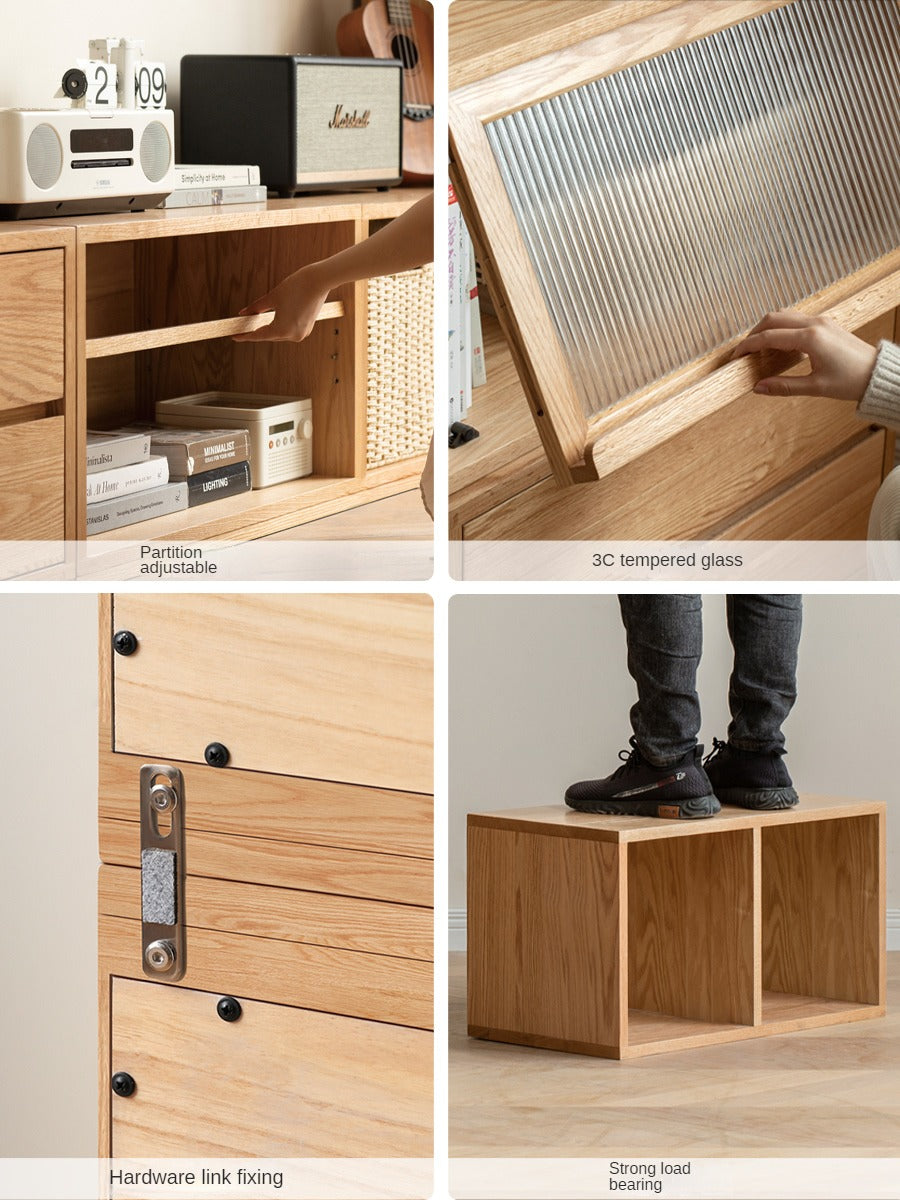 Oak, Ash Solid Wood TV Cabinet Modern Free Combination Storage Bookcases