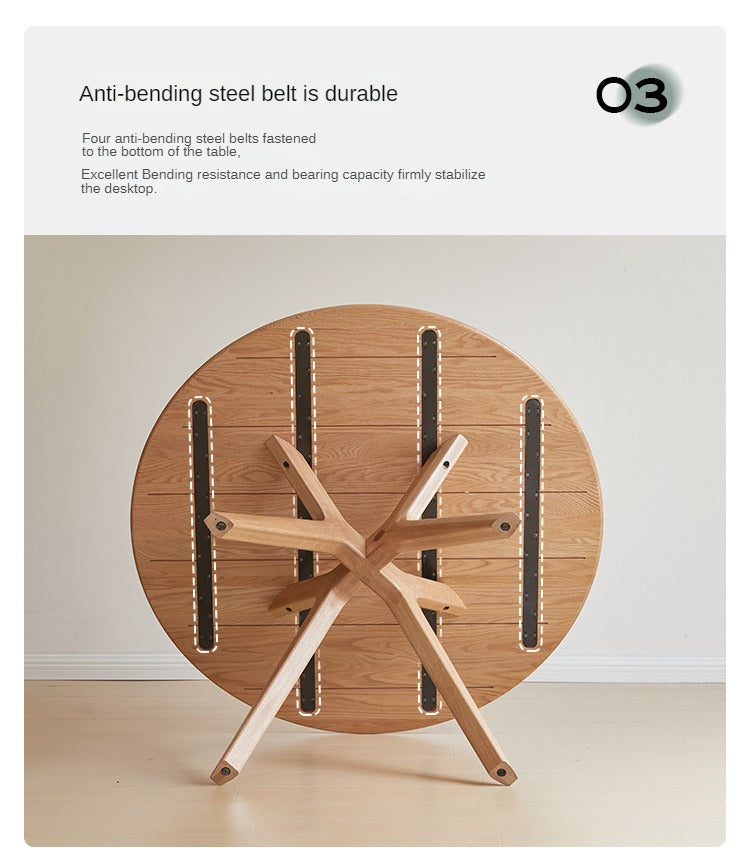 Oak Solid Wood Round Dining Table