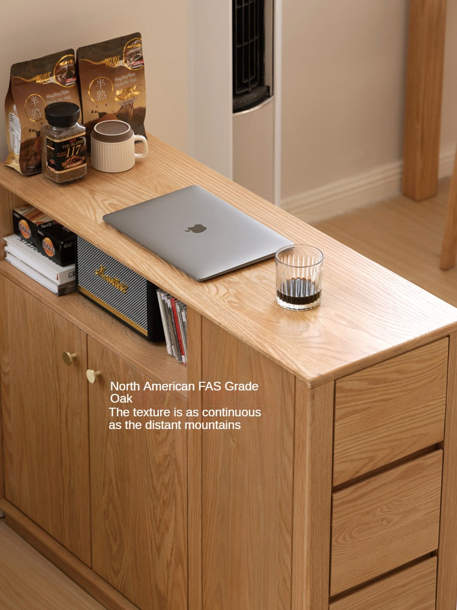 Oak Solid Wood, Solid RubberWood Nordic Modern Sideboard