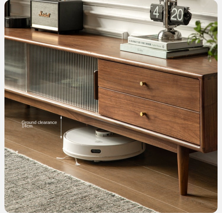 Black Walnut, Rubber, South American walnut Solid Wood Modern TV Cabinet.