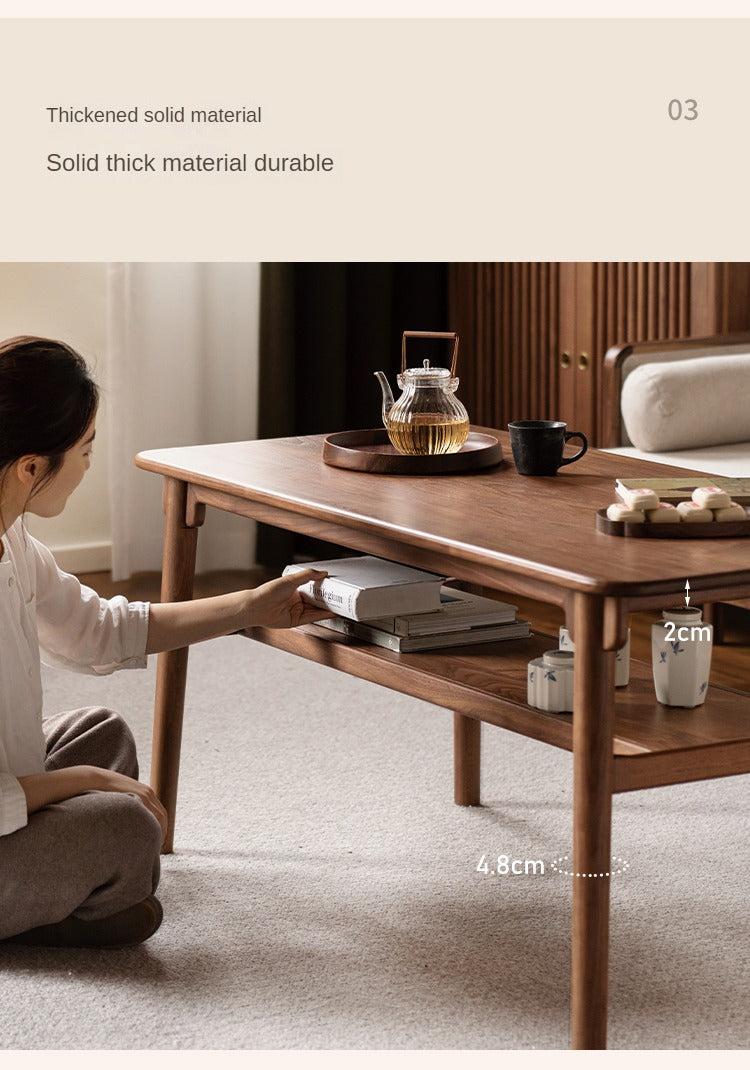 Ash, Black Walnut Solid Wood Double-Layer Coffee Table