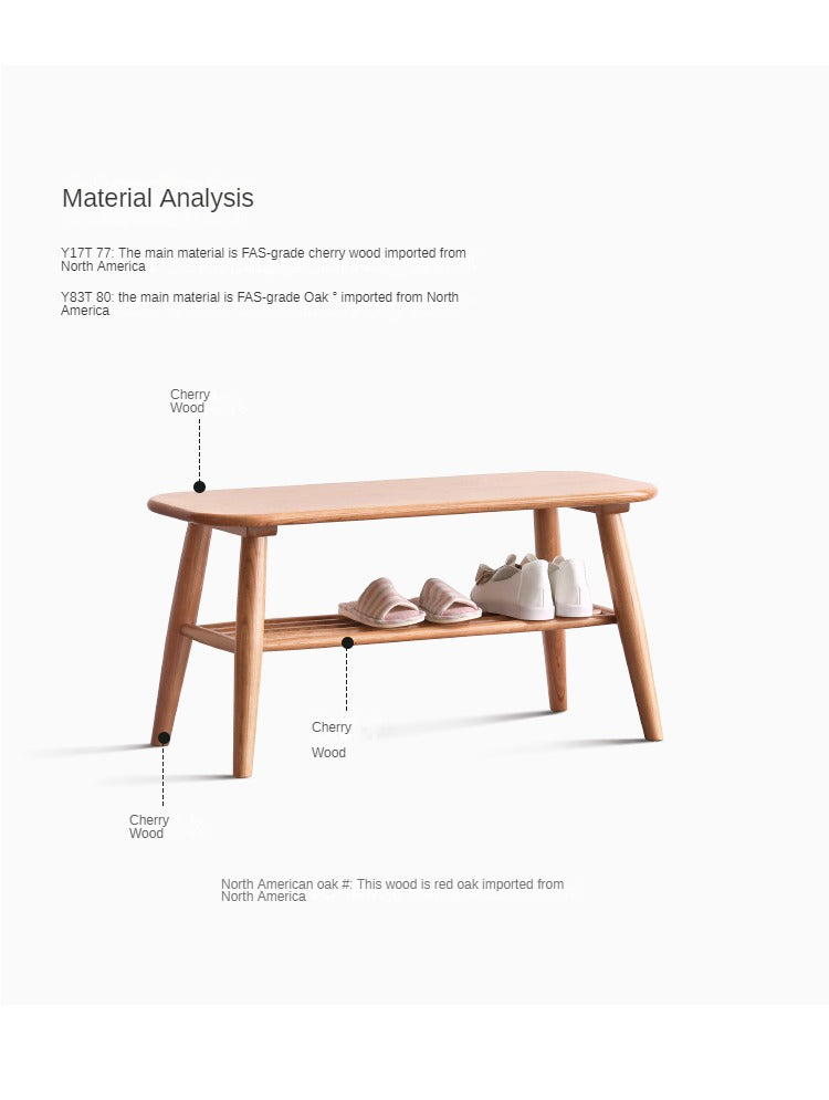 Oak, Solid Rubberwood Shoe Bench